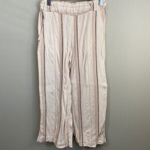 Indigo Rein Women's Linen Blend Cropped Wide Leg‎ Pull-on Pants Size Small